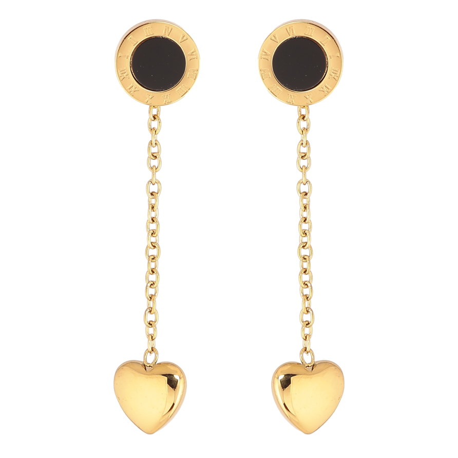 Сережки Xuping TTM Stainless Steel колір 14К пусети підвіски із сердечками фото №1