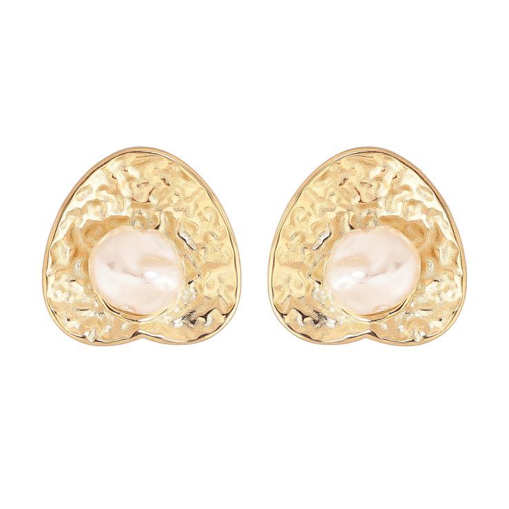 Сережки Xuping TTM Stainless Steel колір 14К пусети візерунок з перлинами фото №15