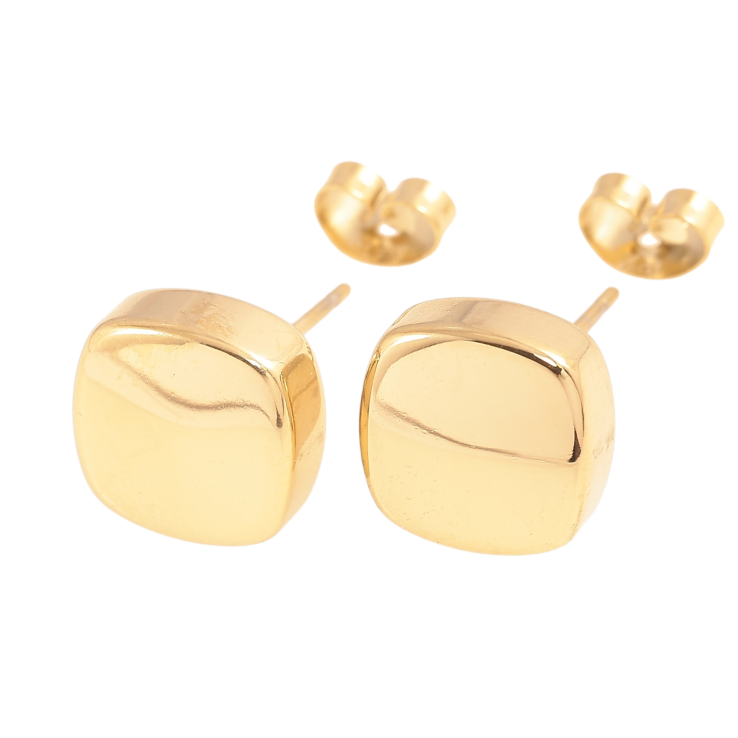 Сережки Xuping TTM Stainless Steel колір 14К пусети квадрати 10х10мм фото №7