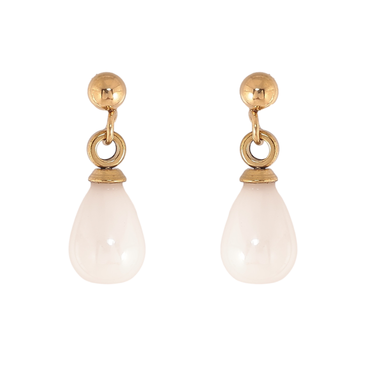 Сережки Xuping TTM Stainless Steel колір 14К пусети крапельки із білої кераміки фото №16