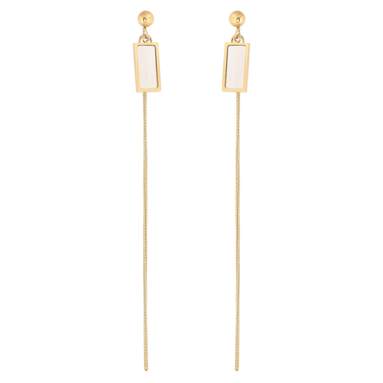 Серьги Xuping TTM Stainless Steel цвет 14К пусеты подвески с перламутровыми вставками фото №1