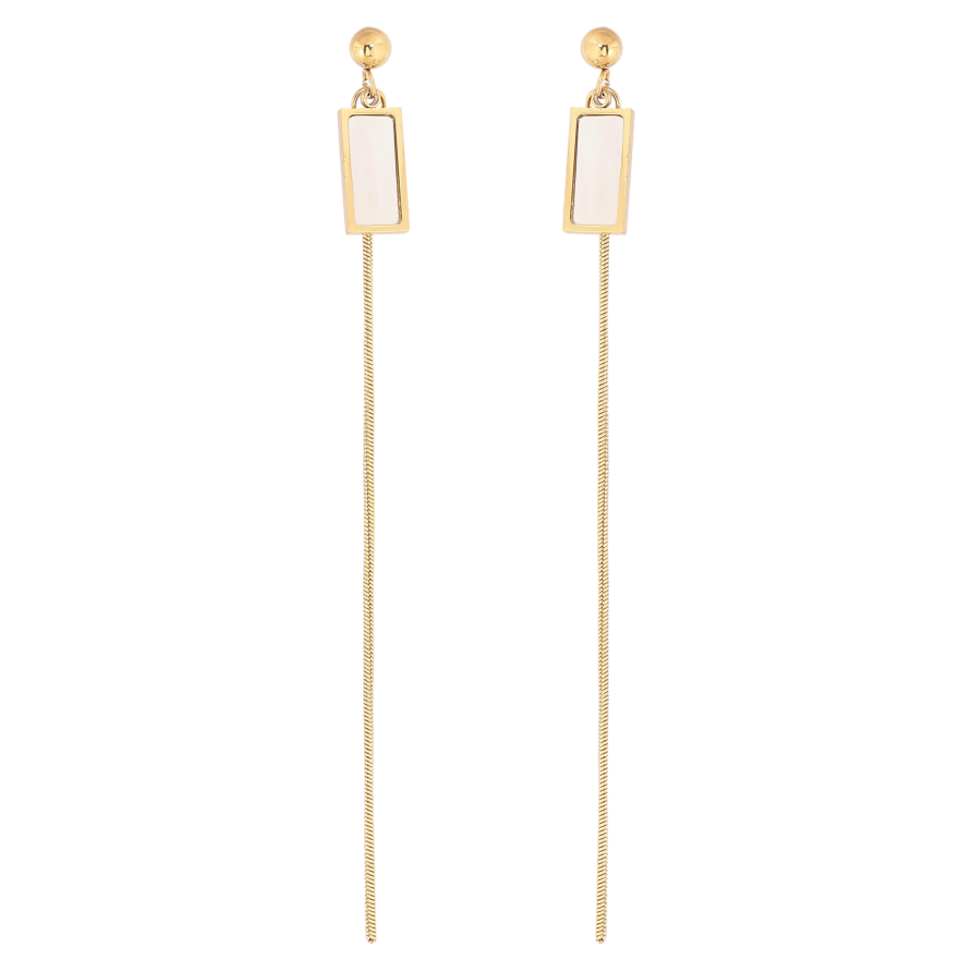 Сережки Xuping TTM Stainless Steel колір 14К пусети підвіски з перламутровими вставками фото №1