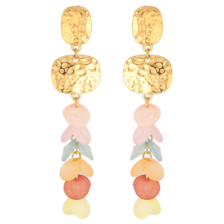 Сережки Xuping TTM Stainless Steel колір 14К пусети "Кольорові підвіски" фото №1