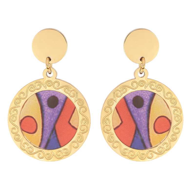 Сережки Xuping TTM Stainless Steel колір 14К пусети "Підвіски з кольоровими вставками" фото №1