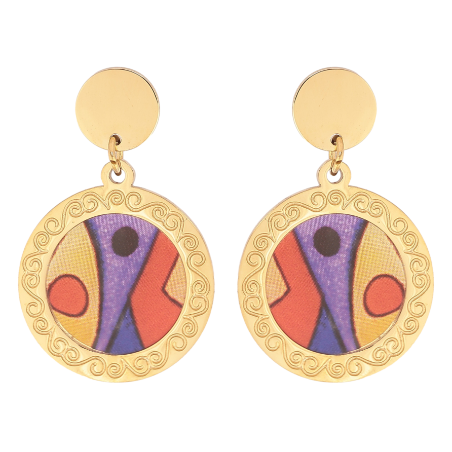 Сережки Xuping TTM Stainless Steel колір 14К пусети "Підвіски з кольоровими вставками" фото №1