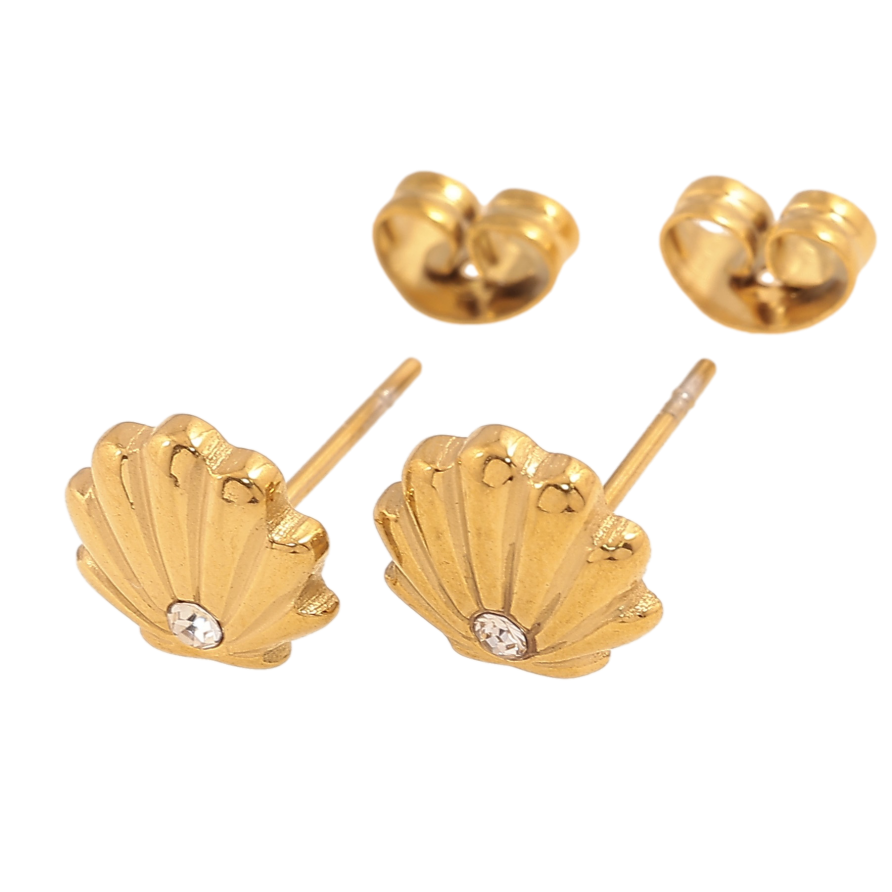 Сережки Xuping TTM Stainless Steel колір 14К пусети "Мушлі" фото №1