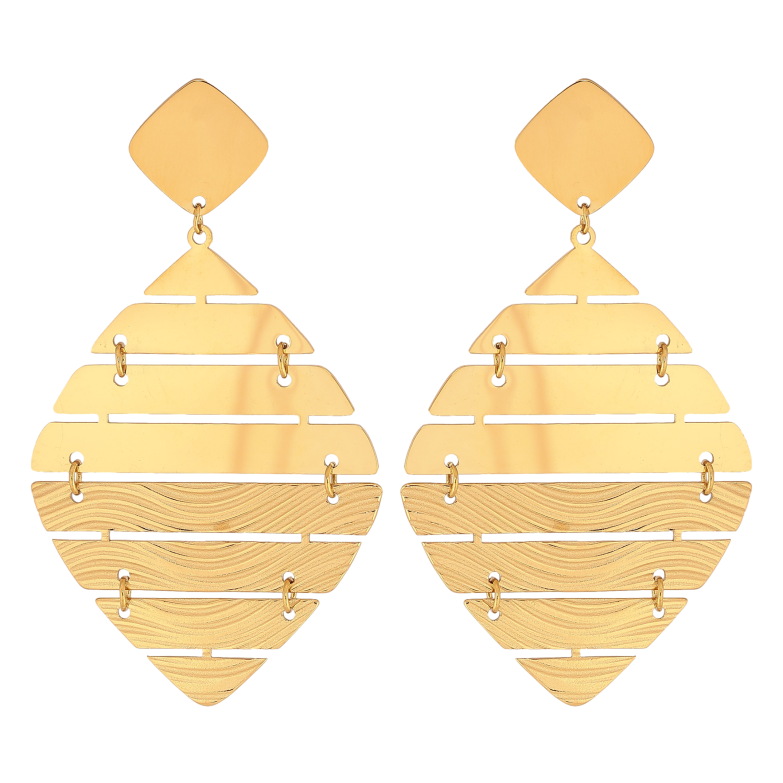 Сережки Xuping TTM Stainless Steel колір 14К пусети "Ромбові підвіски" фото №7