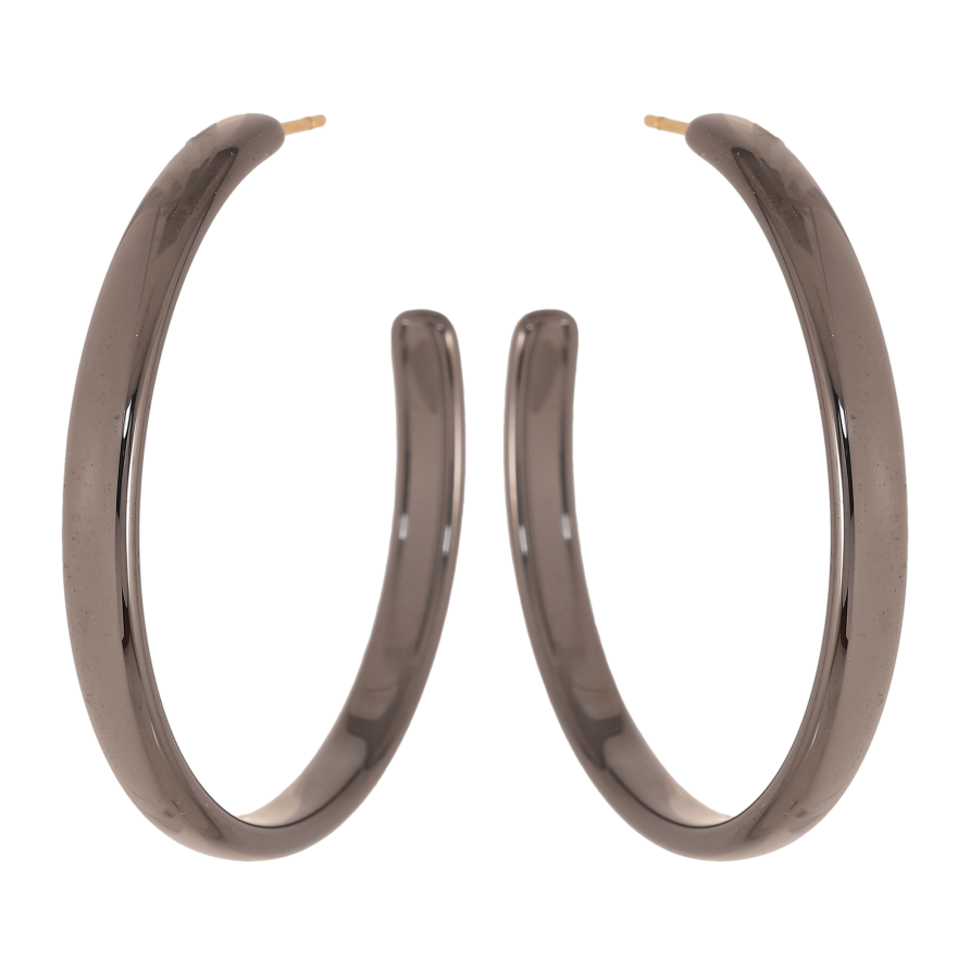 Сережки Xuping TTM Stainless Steel колір 14К пусети "Дуги із чорною керамікою" фото №1