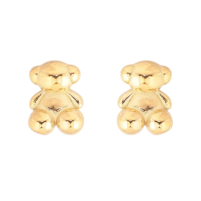 Сережки Xuping TTM Stainless Steel колір 14К пусети "Ведмедики" фото №1