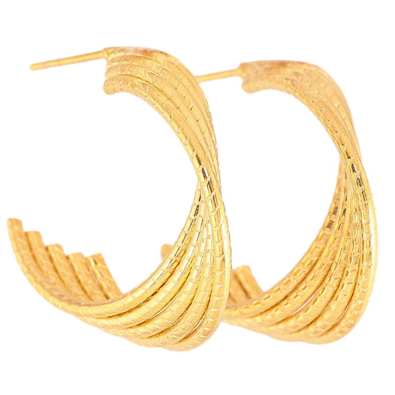 Серьги Xuping TTM Stainless Steel цвет 14К пусеты "Декоративные дуги" фото №1