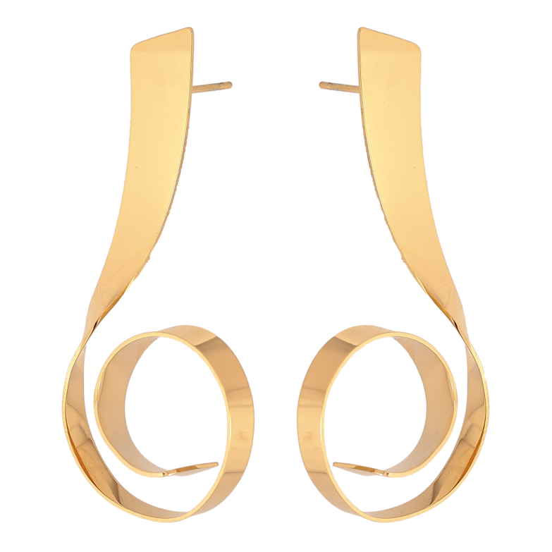 Сережки Xuping TTM Stainless Steel колір 14К пусети "Декоративні завитки" фото №1