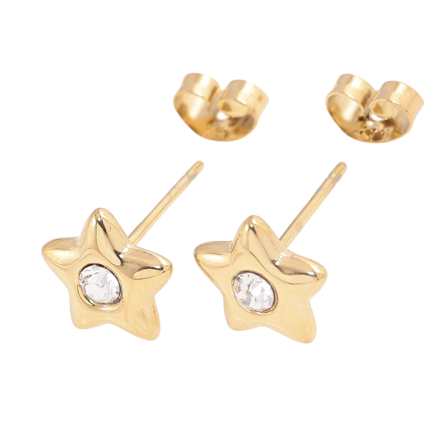 Серьги Xuping TTM Stainless Steel цвет 14K пусеты "Звезды с кристаллами" фото №1 Серьги Xuping TTM Stainless Steel цвет 14K пусеты "Звезды с кристаллами" фото №1