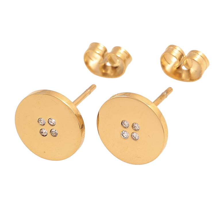 Серьги Xuping TTM Stainless Steel цвет 14К пусеты "Пуговицы" фото №6 Серьги Xuping TTM Stainless Steel цвет 14К пусеты "Пуговицы" фото №6