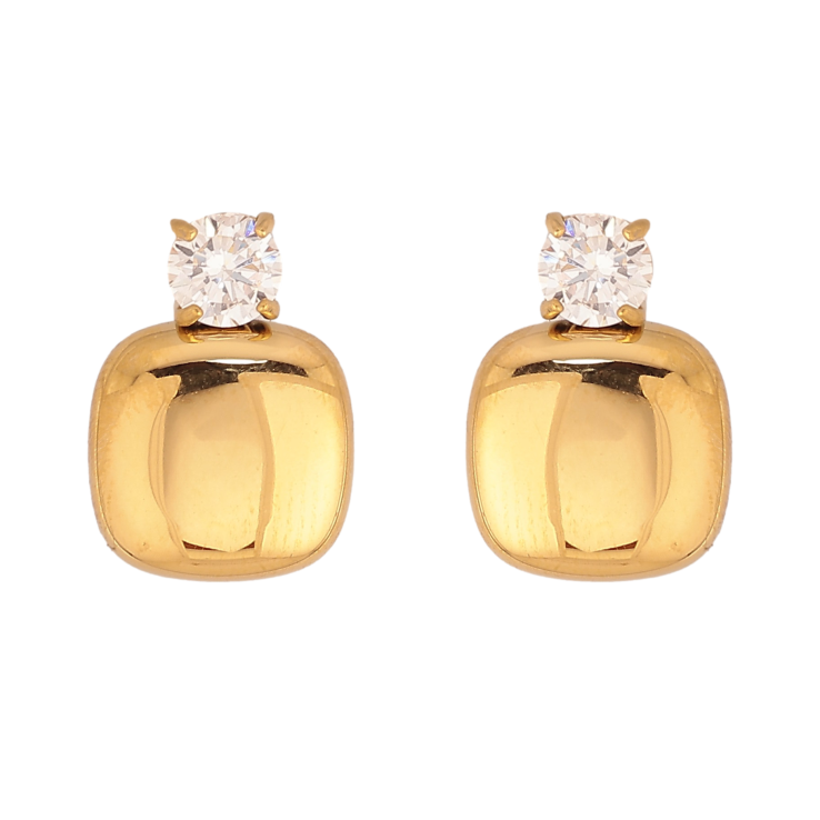 Сережки Xuping TTM Stainless Steel колір 14К пусети "Кристали з квадратами" фото №5