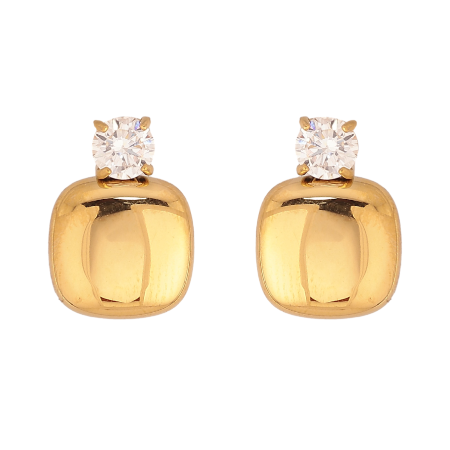 Сережки Xuping TTM Stainless Steel колір 14К пусети "Кристали з квадратами" фото №1