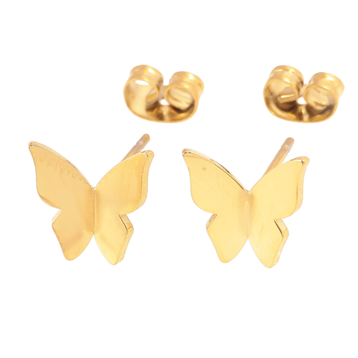 Сережки Xuping TTM Stainless Steel колір 14К пусети "Метелики" фото №10
