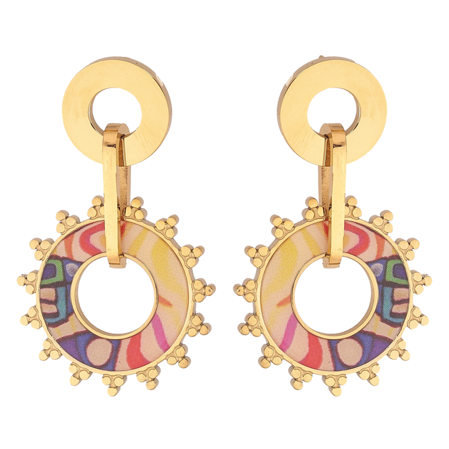 Сережки Xuping TTM Stainless Steel колір 14К пусети "Підвіски з кольоровими вставками" фото №1