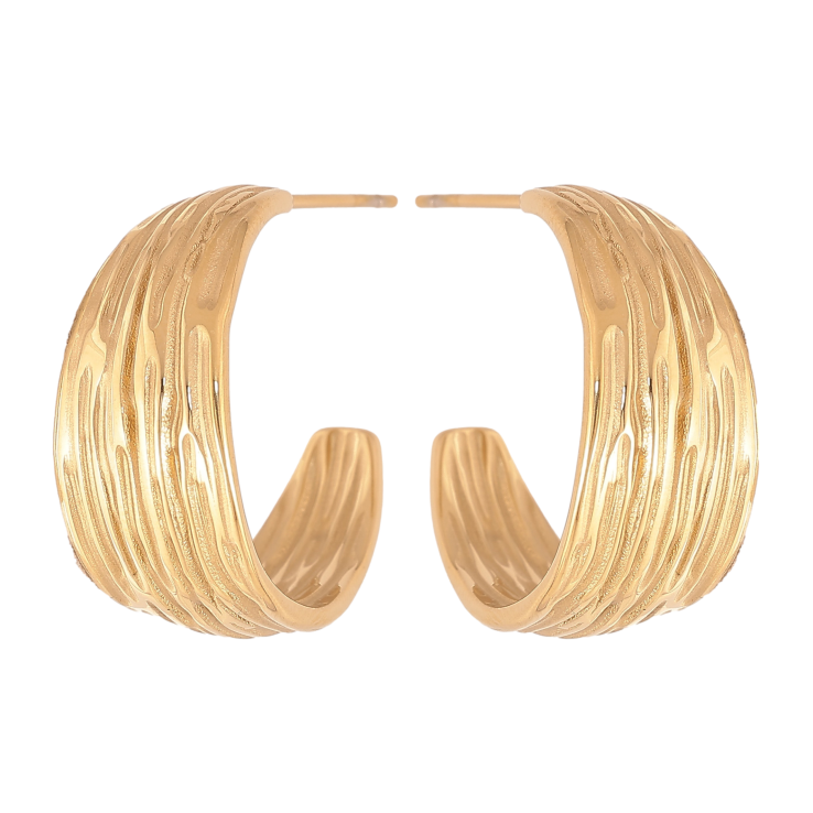 Сережки Xuping TTM Stainless Steel колір 14K пусети "Широкі дуги" - text_photo_image 22