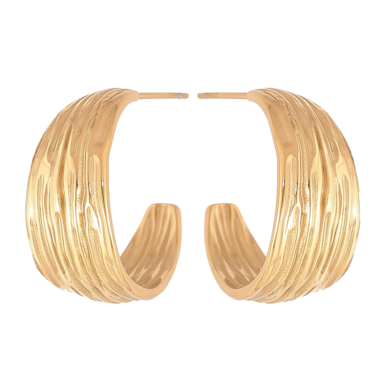 Сережки Xuping TTM Stainless Steel колір 14K пусети "Широкі дуги" фото №5