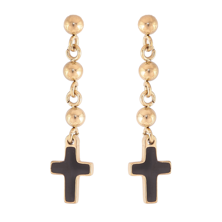 Серьги Xuping TTM Stainless Steel цвет 14K пусеты "Подвески с черными крестиками" фото №25 Серьги Xuping TTM Stainless Steel цвет 14K пусеты "Подвески с черными крестиками" фото №25