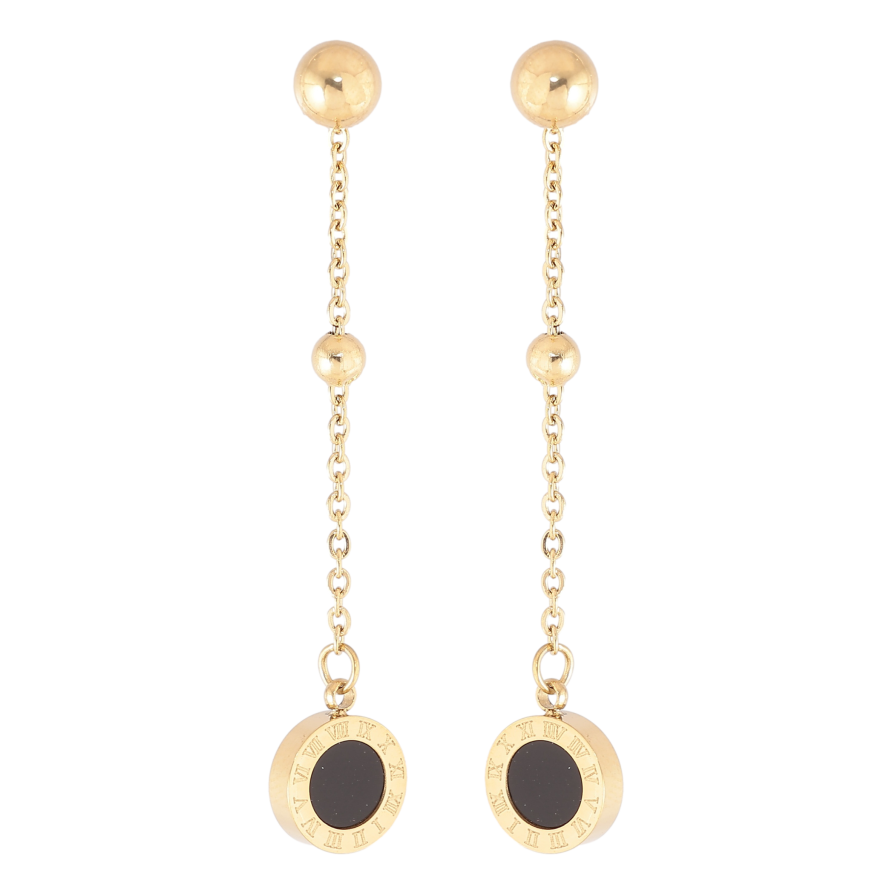 Серьги Xuping TTM Stainless Steel цвет 14K пусеты "Подвески с узором циферблат" ø 5мм, 2 в 1 фото №1 Серьги Xuping TTM Stainless Steel цвет 14K пусеты "Подвески с узором циферблат" ø 5мм, 2 в 1 фото №1