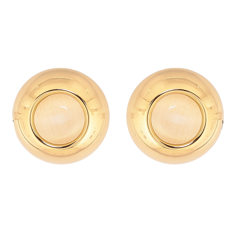 Сережки Xuping TTM Stainless Steel колір 14К пусети "Кола з бежевими кристалами" фото №1