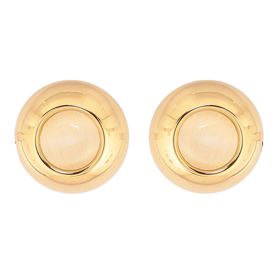 Серьги Xuping TTM Stainless Steel цвет 14К пусеты "Круги с бежевыми кристаллами" фото №1