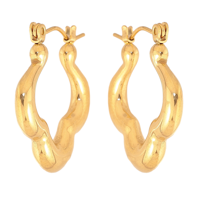 Сережки Xuping TTM Stainless Steel колір 14К замок-шпилька "Декоративний візерунок" фото №1 Сережки Xuping TTM Stainless Steel колір 14К замок-шпилька "Декоративний візерунок" фото №1