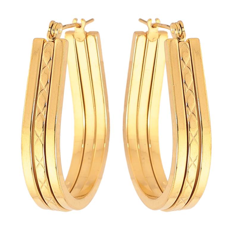 Сережки Xuping TTM Stainless Steel колір 14К замок-шпилька "Декоративний візерунок" фото №1