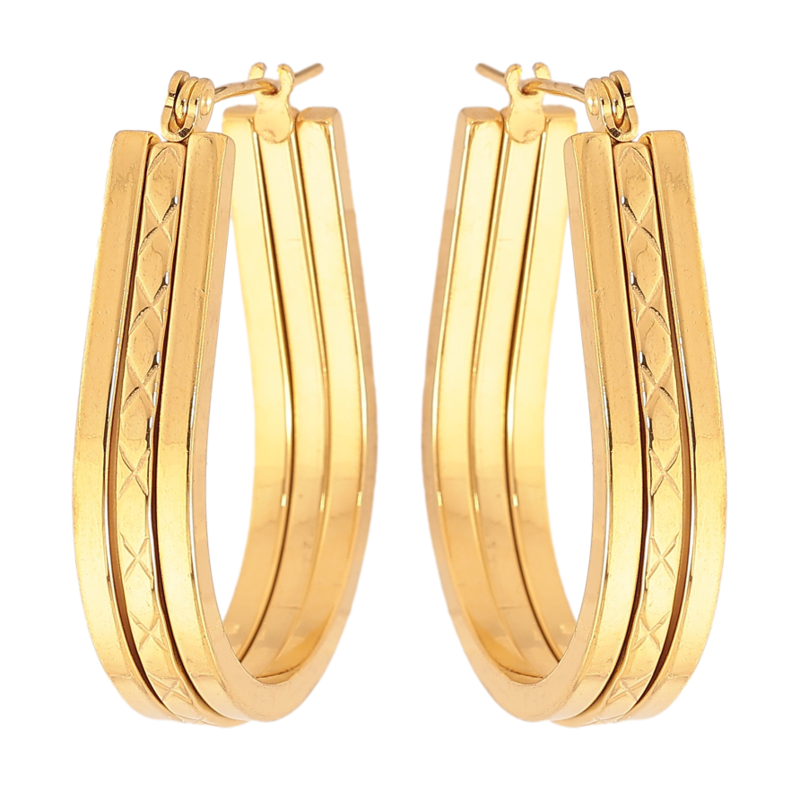 Сережки Xuping TTM Stainless Steel колір 14К замок-шпилька "Декоративний візерунок" фото №1