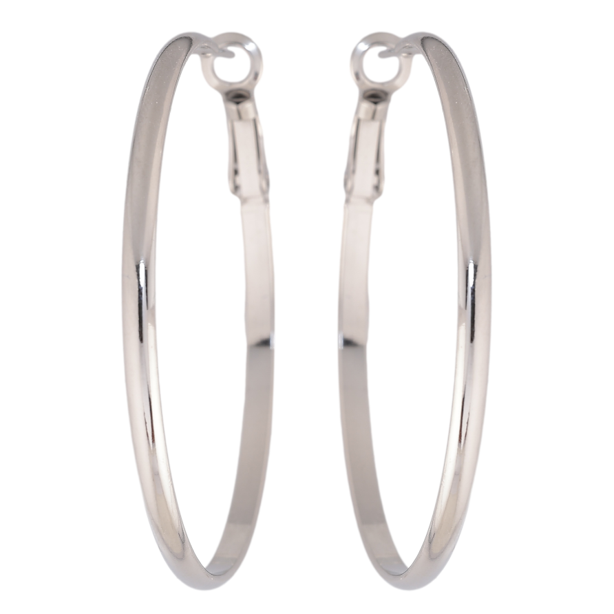 Серьги Xuping TTM Stainless Steel цвет Родий кольца (конго) "Классические" ø 5см фото №1 Серьги Xuping TTM Stainless Steel цвет Родий кольца (конго) "Классические" ø 5см фото №1