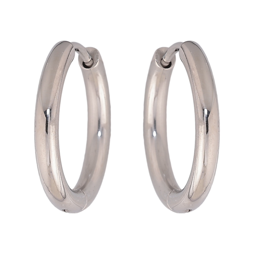 Серьги Xuping TTM Stainless Steel цвет Родий кольца (конго) "Классические" ø 2см фото №1