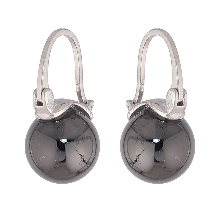 Сережки Xuping TTM Stainless Steel колір Родій замок-шпилька "Чорні керамічні кульки" ø 10мм фото №12