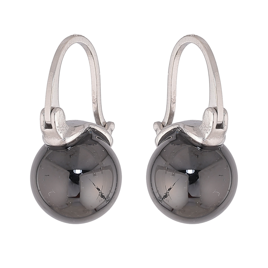 Серьги Xuping TTM Stainless Steel цвет Родий замок-булавка "Черные керамические шарики" ø 10мм фото №1 Серьги Xuping TTM Stainless Steel цвет Родий замок-булавка "Черные керамические шарики" ø 10мм фото №1