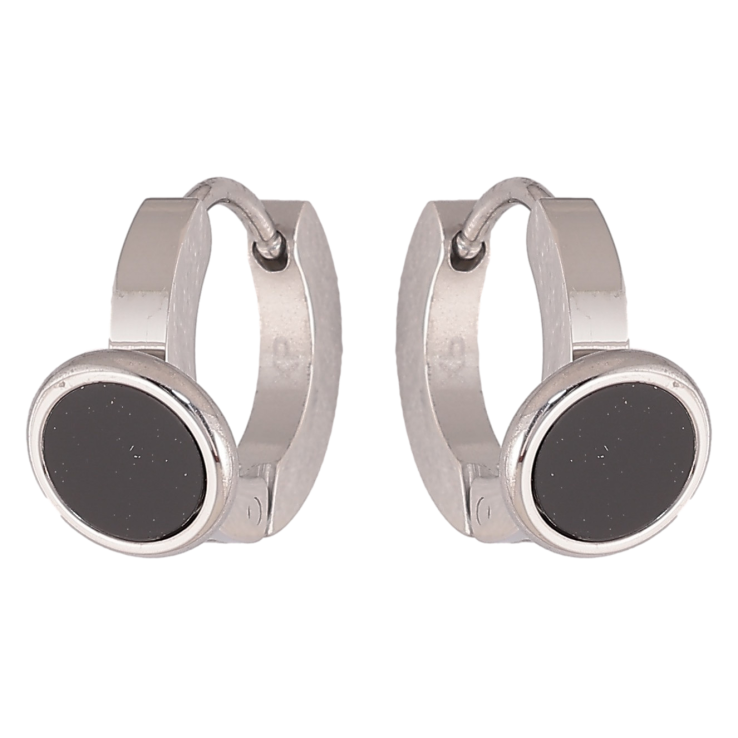 Сережки Xuping TTM Stainless Steel колір Родій колечка "Кола з чорними вставками" фото №7 Сережки Xuping TTM Stainless Steel колір Родій колечка "Кола з чорними вставками" фото №7