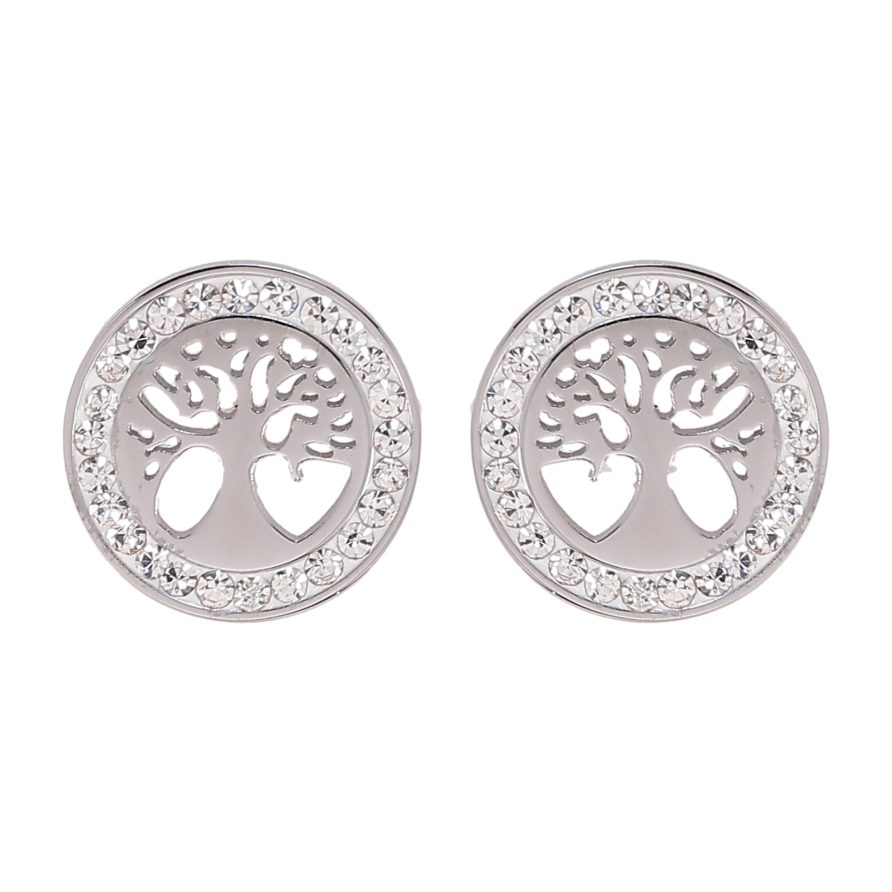 Серьги Xuping TTM Stainless Steel цвет Родий пусеты "Древо жизни" фото №1