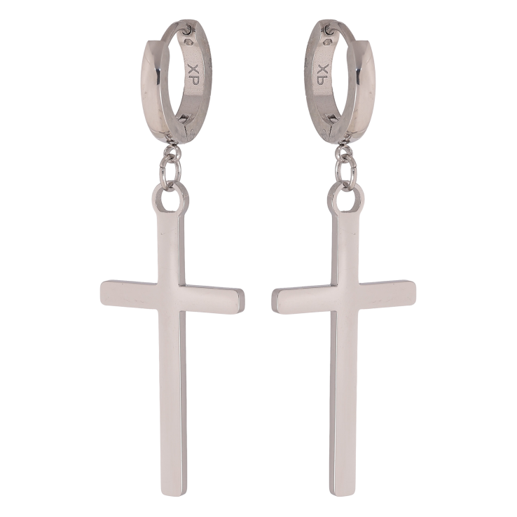 Сережки Xuping TTM Stainless Steel колір Родій підвіски на колечках "Хрестики"  - text_photo_image 18