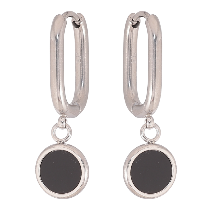 Серьги Xuping TTM Stainless Steel цвет Родий подвески на колечках "Круги с черными вставками" фото №4 Серьги Xuping TTM Stainless Steel цвет Родий подвески на колечках "Круги с черными вставками" фото №4