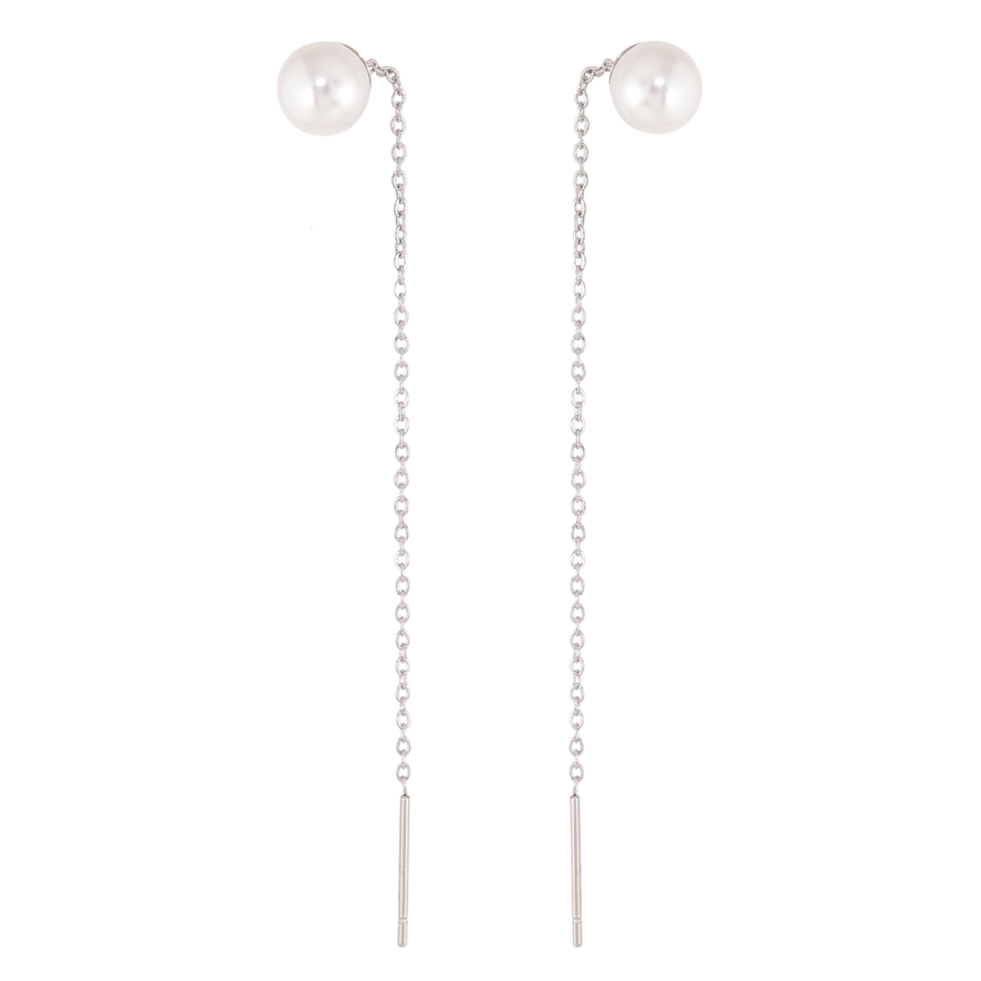 Серьги Xuping TTM Stainless Steel цвет Родий протяжки "Жемчужины с цепочками" ø 6мм фото №1 Серьги Xuping TTM Stainless Steel цвет Родий протяжки "Жемчужины с цепочками" ø 6мм фото №1