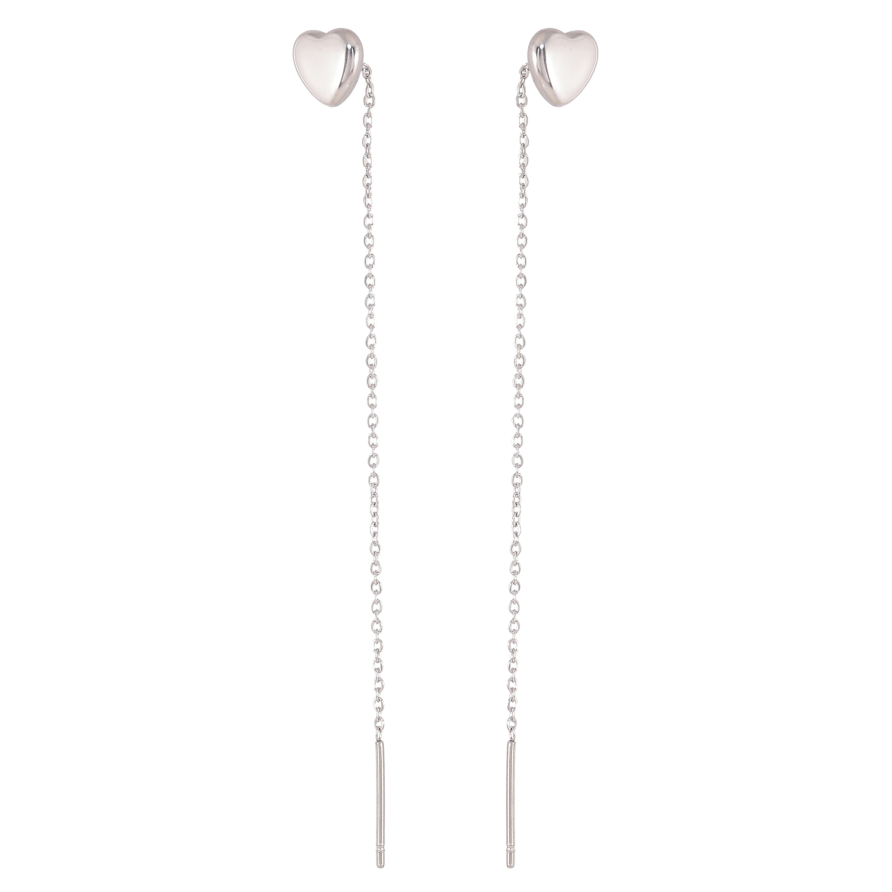 Серьги Xuping TTM Stainless Steel цвет Родий протяжки "Сердечки с цепочками" фото №1 Серьги Xuping TTM Stainless Steel цвет Родий протяжки "Сердечки с цепочками" фото №1