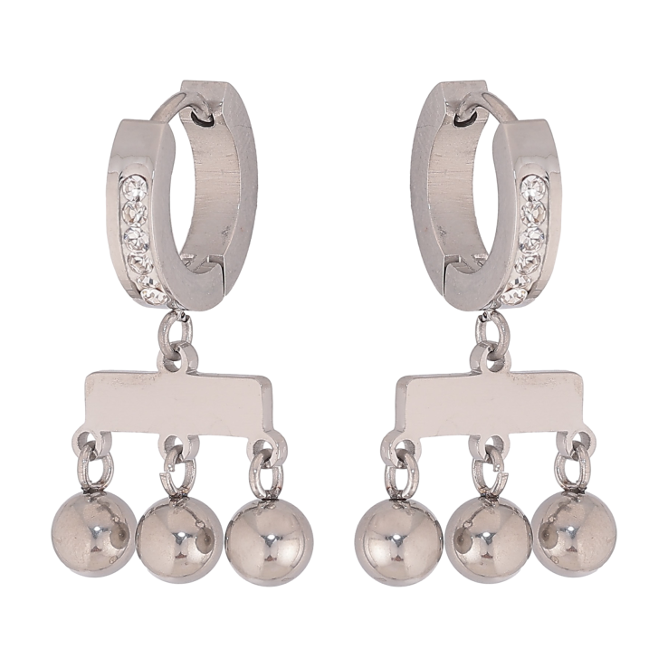 Серьги Xuping TTM Stainless Steel цвет Родий подвески на колечках "Шарики" фото №9 Серьги Xuping TTM Stainless Steel цвет Родий подвески на колечках "Шарики" фото №9