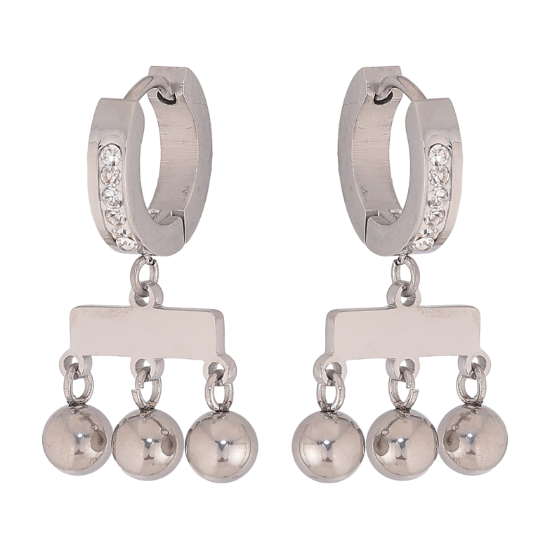 Серьги Xuping TTM Stainless Steel цвет Родий подвески на колечках "Шарики" фото №1