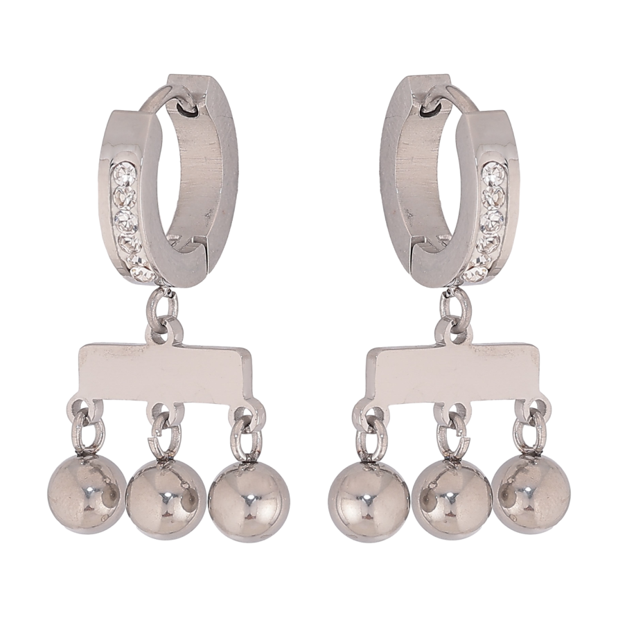 Серьги Xuping TTM Stainless Steel цвет Родий подвески на колечках "Шарики" фото №1