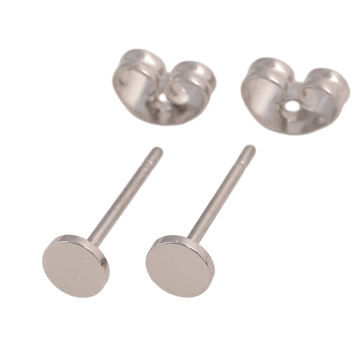 Сережки Xuping TTM Stainless Steel колір Родій пусети "Кола" ø 4мм фото №17