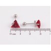 Серьги Xuping TTM Stainless Steel цвет Родий пусеты "Красные кристальные треугольники" 9х9мм, застежки закрутки фото №2