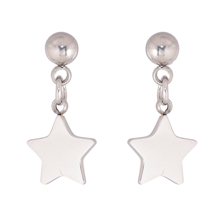 Сережки Xuping TTM Stainless Steel колір Родій пусети "Зірки" 2 в 1 фото №5