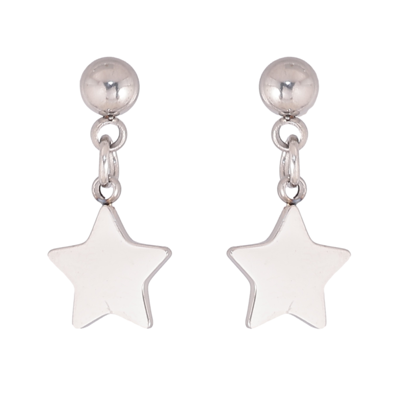 Серьги Xuping TTM Stainless Steel цвет Родий пусеты "Звезды" 2 в 1 фото №1