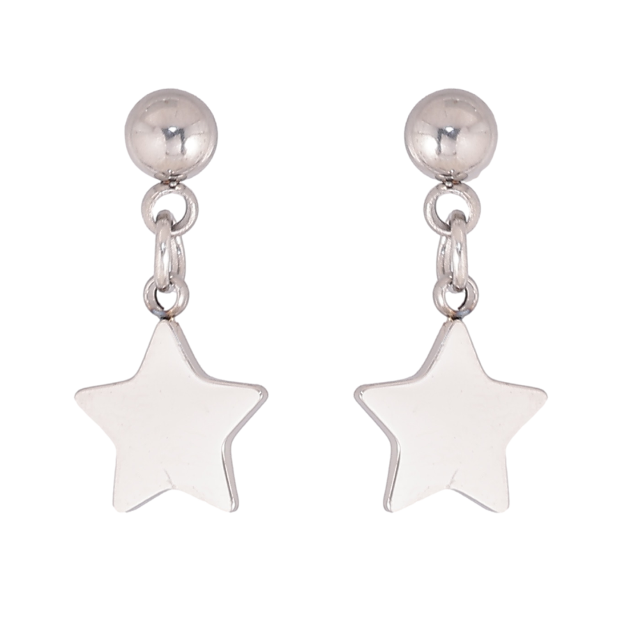 Сережки Xuping TTM Stainless Steel колір Родій пусети "Зірки" 2 в 1 фото №1