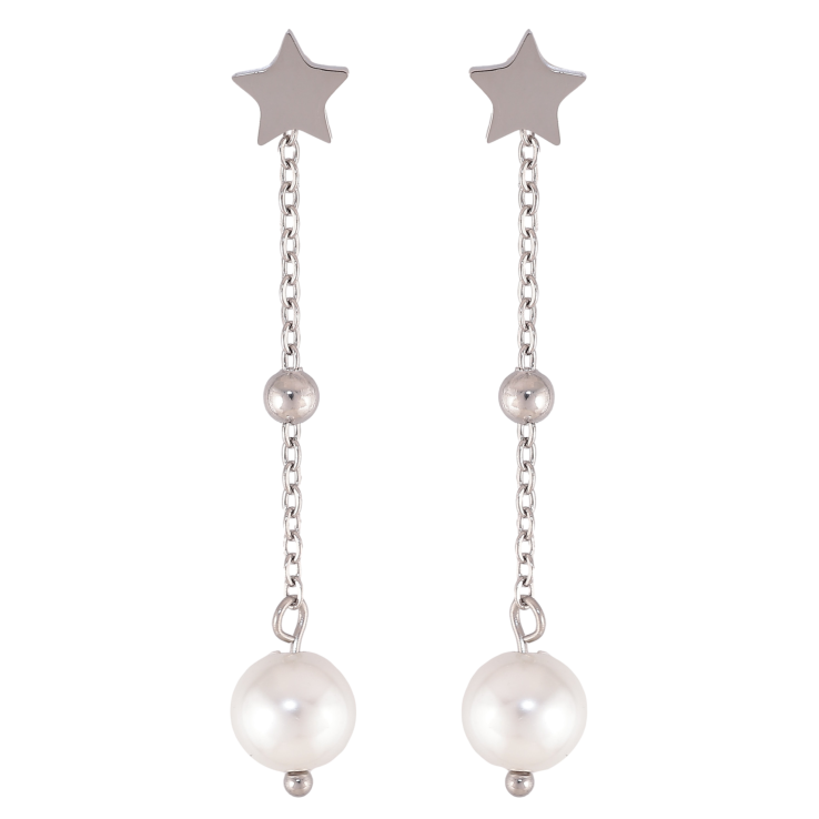 Серьги Xuping TTM Stainless Steel цвет Родий пусеты "Жемчужные подвески на звездах" 2 в 1 фото №14 Серьги Xuping TTM Stainless Steel цвет Родий пусеты "Жемчужные подвески на звездах" 2 в 1 фото №14