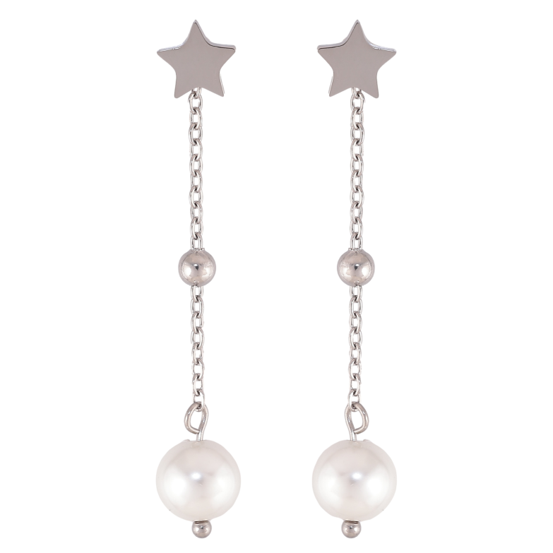 Сережки Xuping TTM Stainless Steel колір Родій пусети "Перлинні підвіски на зірках" 2 в 1 фото №1 Сережки Xuping TTM Stainless Steel колір Родій пусети "Перлинні підвіски на зірках" 2 в 1 фото №1